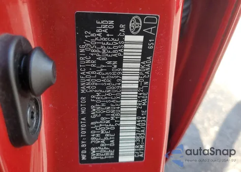 2013 Toyota Corolla Base из США, поврежденный, VIN 2T1BU4EEXDC949799